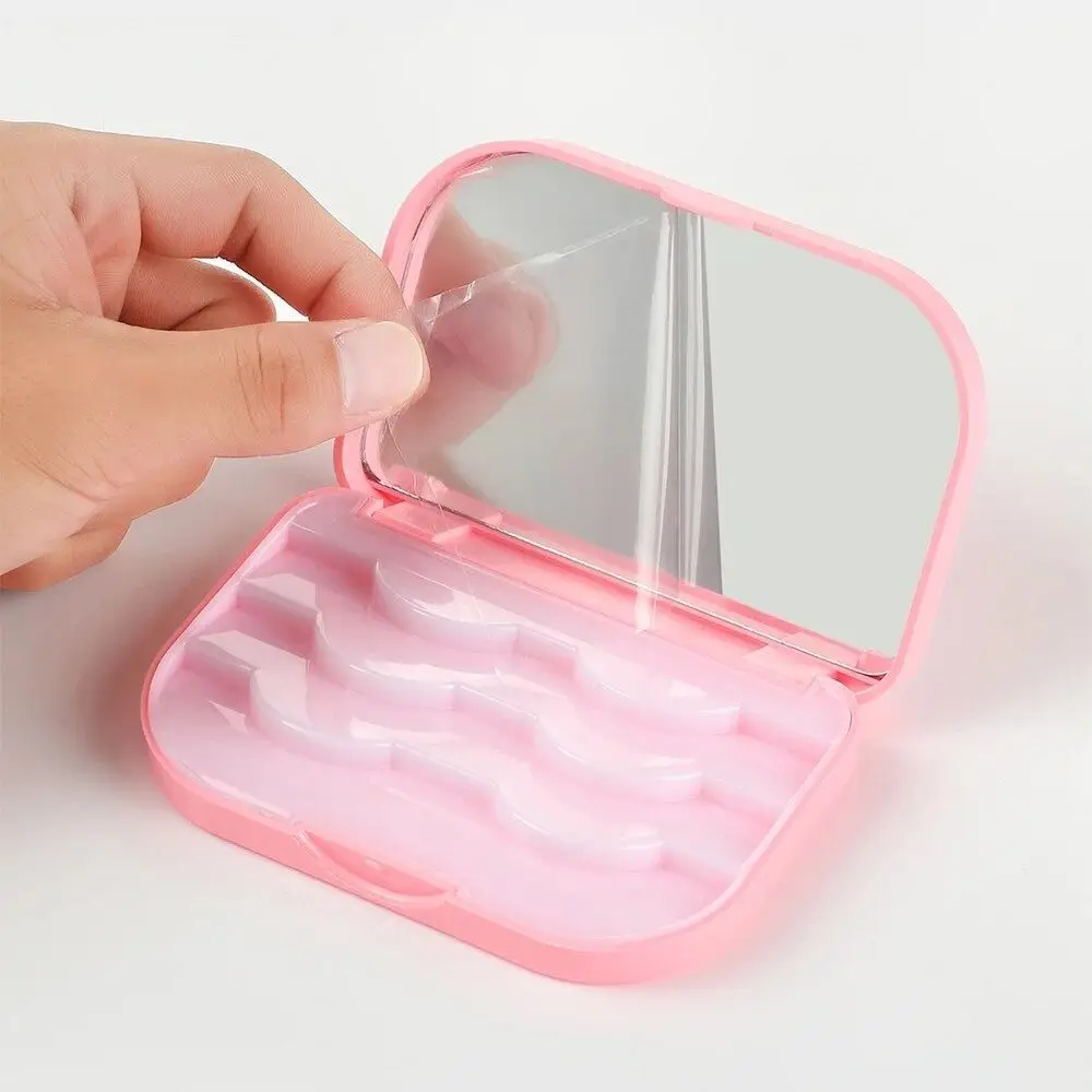 Empty False Eyelashes Storage Box Waterproof Plastic Fake Eye Lash Organizer With Makeup Mirror 3 Pairs False Eyelash Box Travel
