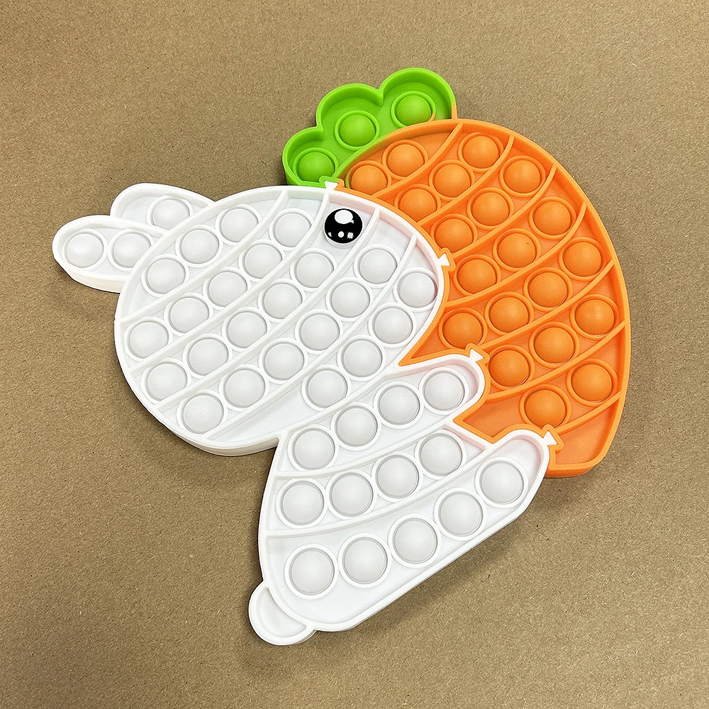Bunny Carrot Bubble Sensory Fidget Toys, Quick Push Puzzle Block Board Games, Gifts for Easter Birthday Christmas