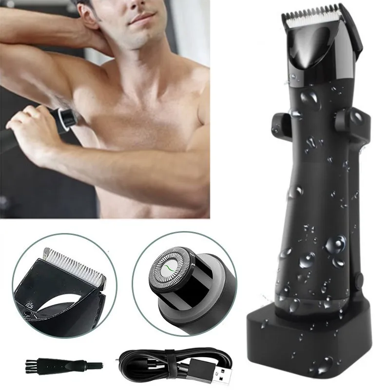 Men's Electric Groin Hair Shaver for Balls Epilator Male Pubic Hair Trimmer Hair Removal for Chest Armpit Body Razor Waterproof