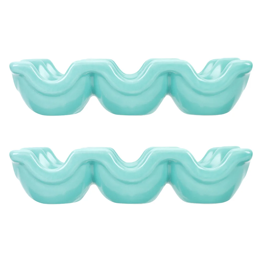 

2Pcs Ceramic Egg Holder 6 Slots Microwave Safe Elegant Kitchen Storage Organizer Tray for Refrigerator Brunch Decor