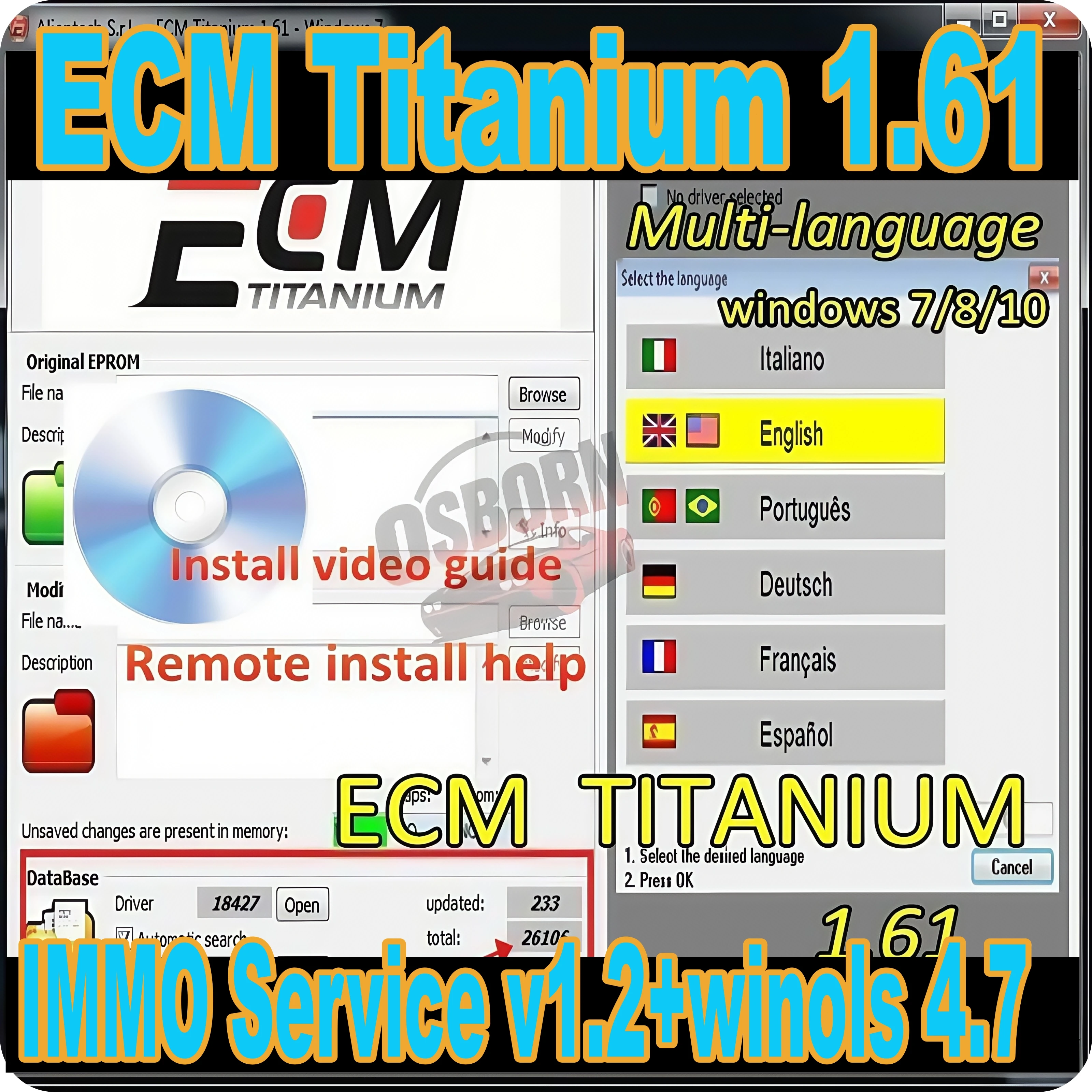 

IMMO Service v1.2+ECM TITANIUM 1.61+Winols 4.7 Full Activated immo tool video guide Compatible with cars accessories tools