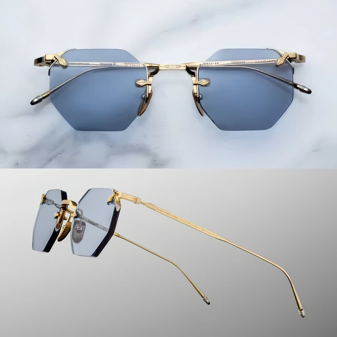 

Luxury Vintage Fashion Trend Rimless Design Sunglasses ELDORADO Alloy Retro Square Academic Style UV400 Women Man A+ Top Quality