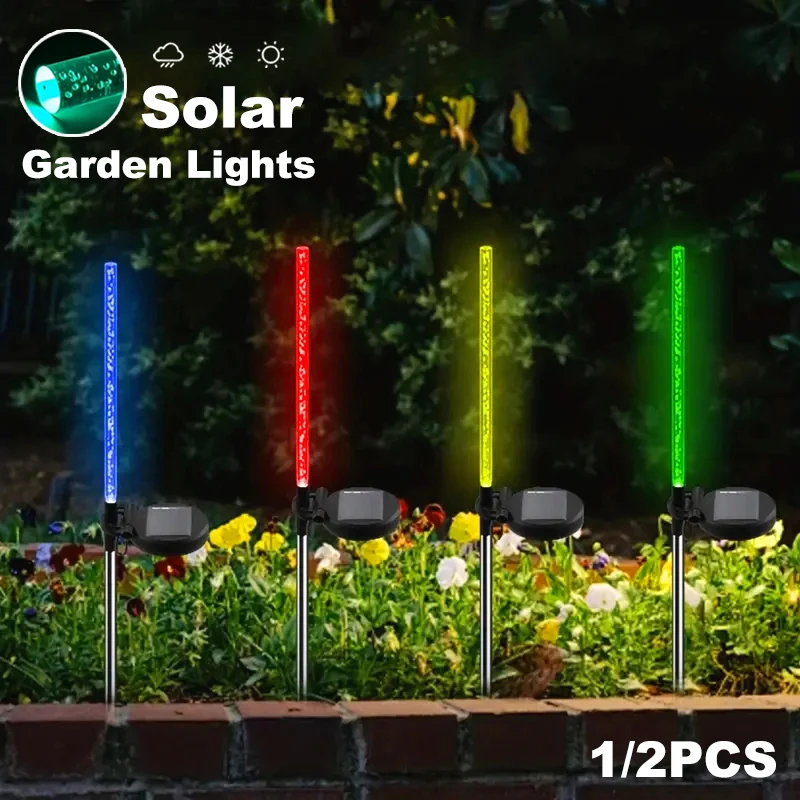 Solar Garden Lawn Light 1/2pcs Waterproof Outdoor Solar Lamp Rgb Bubble Stick Light For Yard Camping Party Holiday JJ2868NG