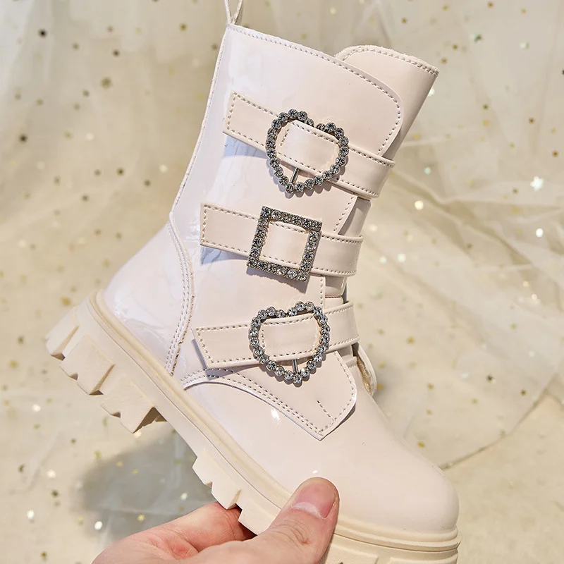الخريف الشتاء الفتيات الثلوج أحذية الأطفال حجر الراين الحب الأميرة أحذية المضادة للانزلاق لينة سوليد يندبروف مقاوم للماء أحذية أطفال