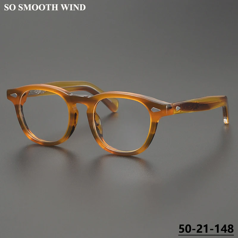 Vintage Tortoise Acetate Eyeglasses Frame Unisex Retro Round Optical Glasses Fashion Prescription Japanese Design Myopia Eyewear