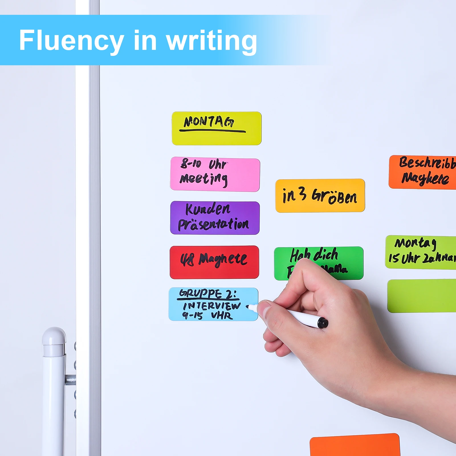 

1 set 1 Set Writable Magnetic Labels Dry Erase Name Tags Fridge Magnets Smooth Writing Easy Use Office Home Decor Whiteboard