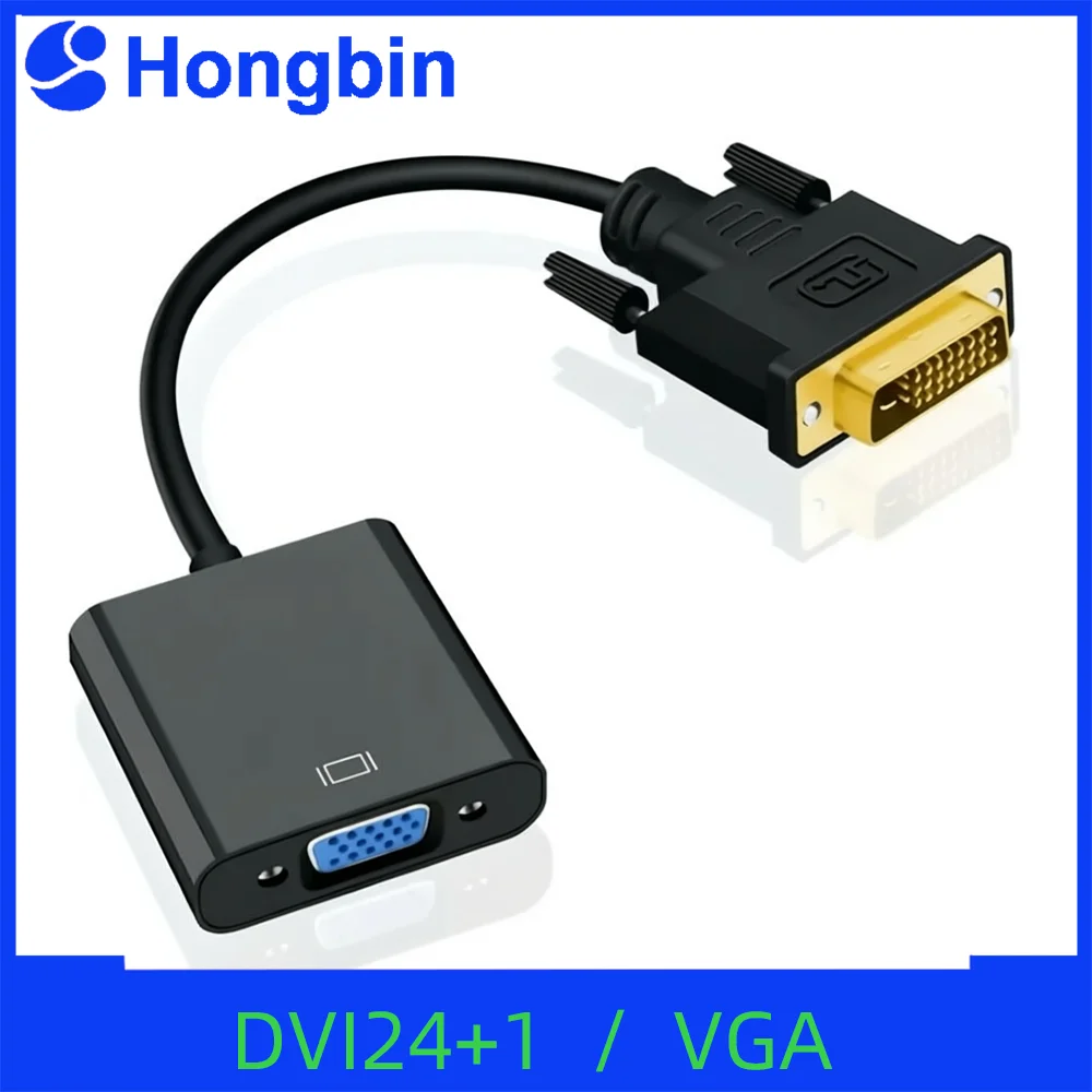 Full HD 1080P DVI D DVI To VGA Adapter Video Cable Converter 24+1 25Pin to 15Pin Cable Converter for PC Computer Monitor