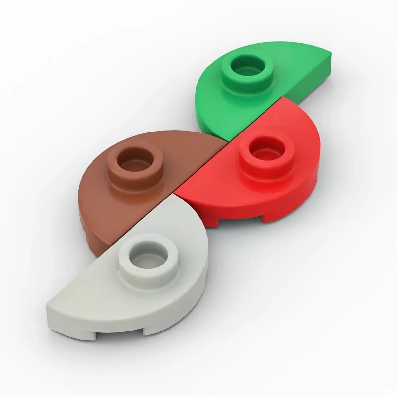 20PCS PLATE 1X2, 1/2 CIRCLE, W/ 1 KNOB Compatible 1745 Round & Angles Self-Locking Bricks Building Blocks Toys Accessories