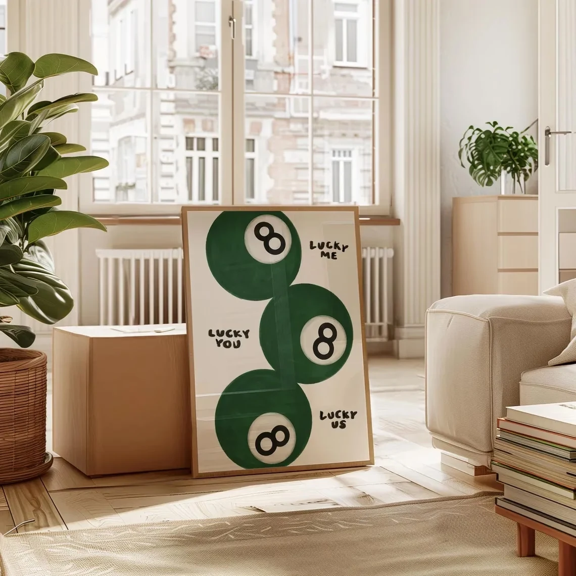 Arte de parede moderna e retrô com citações de Lucky Me, Lucky You, Lucky Us, impressão em tela, pôster, imagem para sala de estar, quarto, decoração de casa