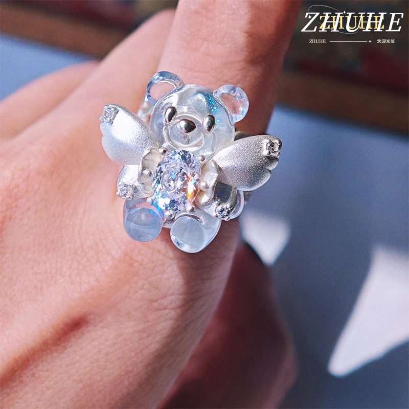 

Distinctive Plush Bear Jewelry Accessories Ring for Women Men Fashionable Crystal - Adorned Jewelry Hot