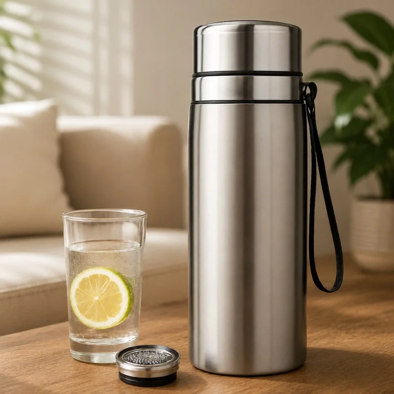 800/1000ml Leakproof Stainless Steel Sports Flask with Large Capacity and Portable Carry Handle