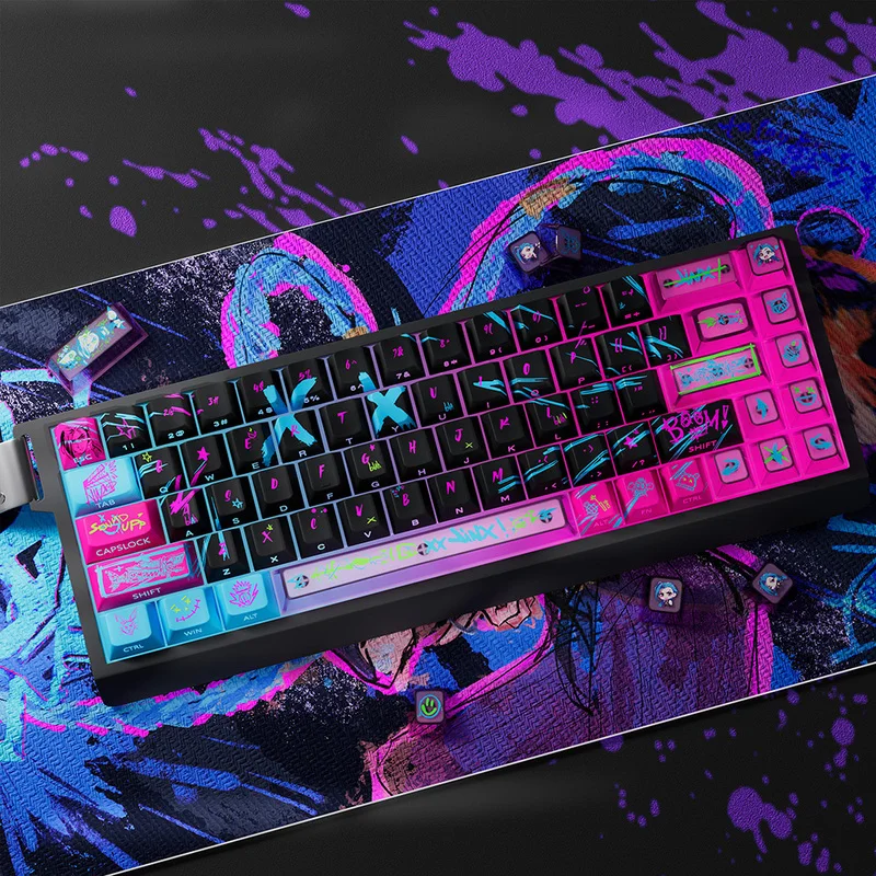 Jinx Anime Theme Keycaps Mechanical Keyboard Original Side Engraved PBT Gaming Keyboard Accessorie Collection Gift Keycaps