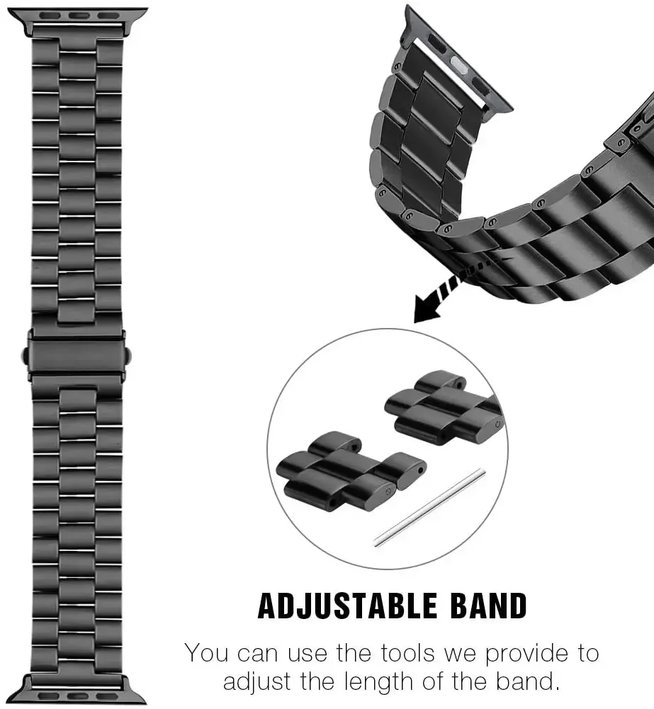 Metal Band For Apple watch Ultra 49mm 10 9 8 7 46mm 45mm 41mm Series 6 5 4 SE 44mm 40mm Stainless steel bracelet For iwatch 42mm