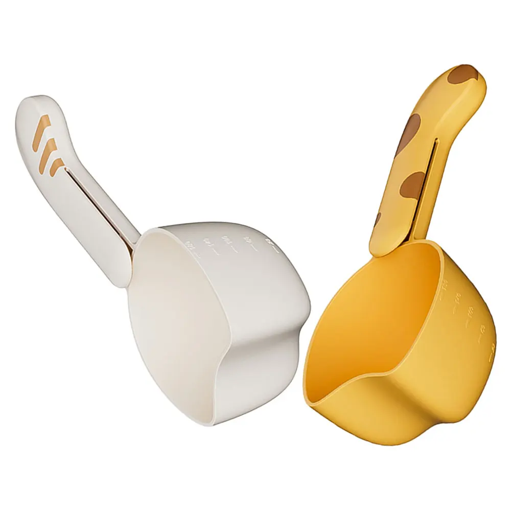

2Pcs Multifunctional Kitchen Rice Scooping Spoon with Bag Clip for Pet Food Measuring Sealing Clip Small Scoop for Dog Cat Food
