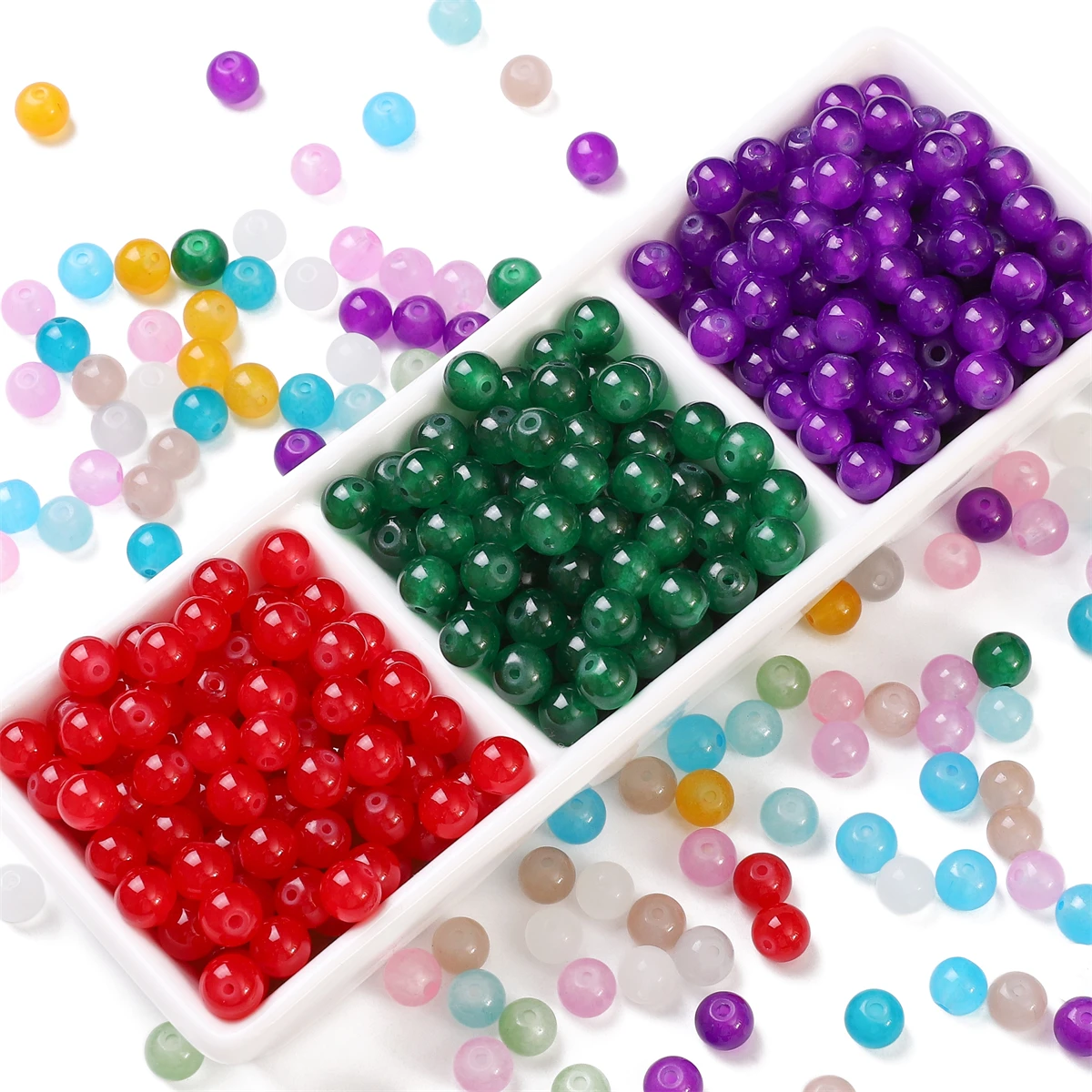 20–100 Stück glänzende, runde Perlen aus Jelly-Imitationsjade-Glas, 4/6/8/10 mm, lose Perlen für DIY-Armbänder, Halsketten, Schmuckherstellung – Detail 9