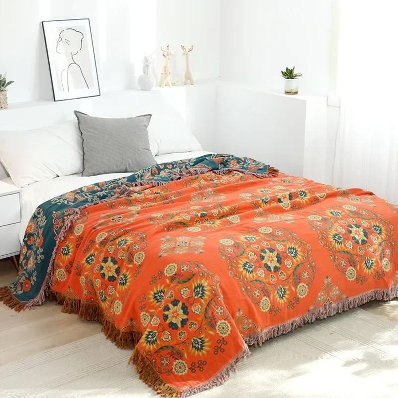 Image of Nordic Decke für Betten Baumwolle Doppelseitige Sofa Abdeckung Sofa Kissen Weiche Decke Freizeit Bettdecke Vier Jahreszeiten Dünne Quilt