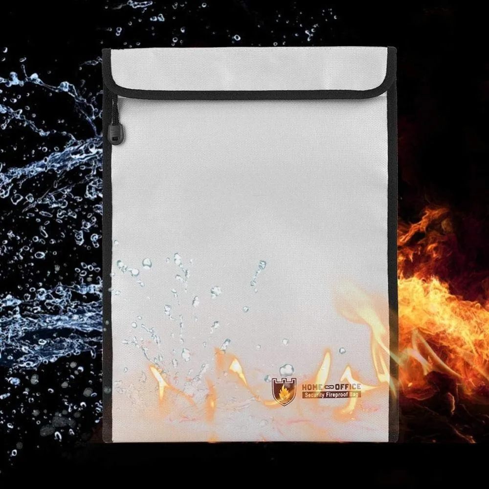Silicone Coated Fireproof Bag Fireproof Edge Wrapping Silver Waterproof Document Bag Fireproof Zipper Money Document Bag
