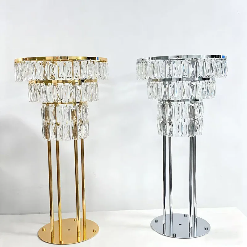 Electroplated Crystal Vase Wedding Flower Stand Table Centerpiece Stage Decor Home Decoration Party Ferris Wheel Ornaments