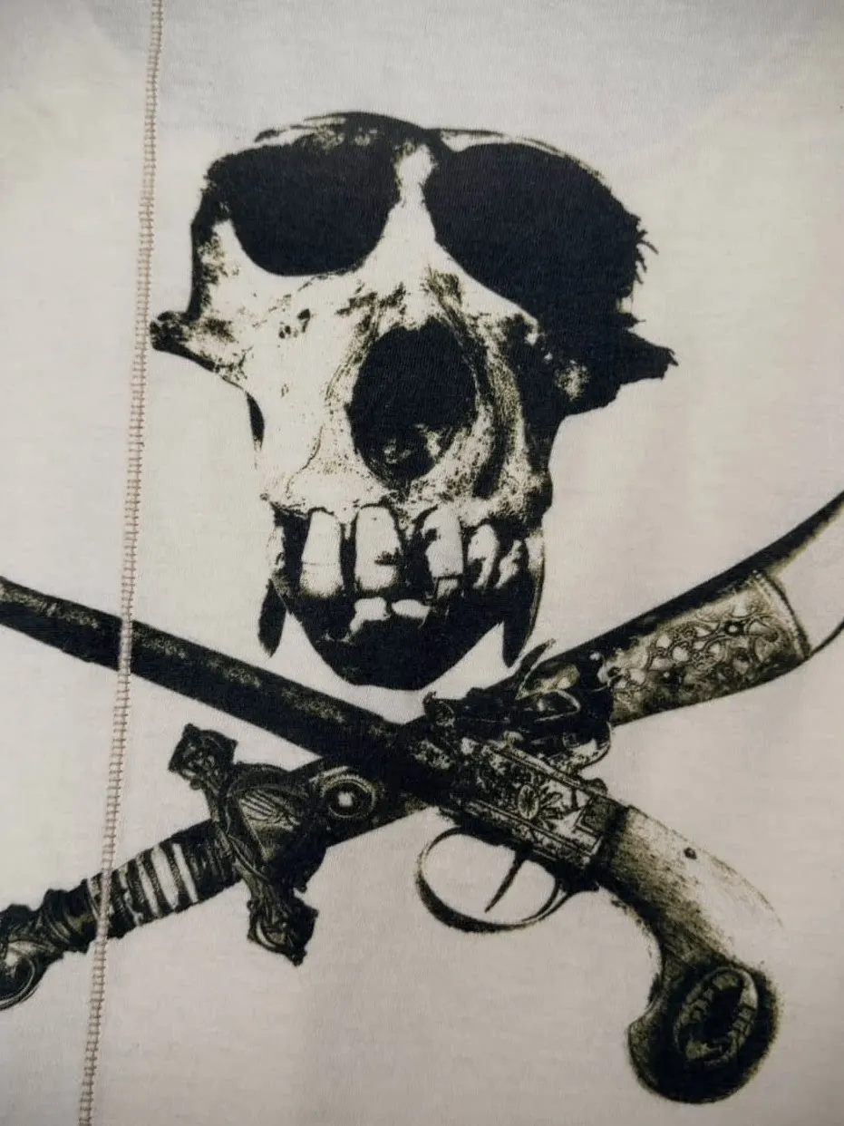 FANTASTION If6Was9 00SS Sunglasses Pirate Skull Visual Style Short-Sleeve T-Shirt Collection Bright Thread Short-Sleeve Top