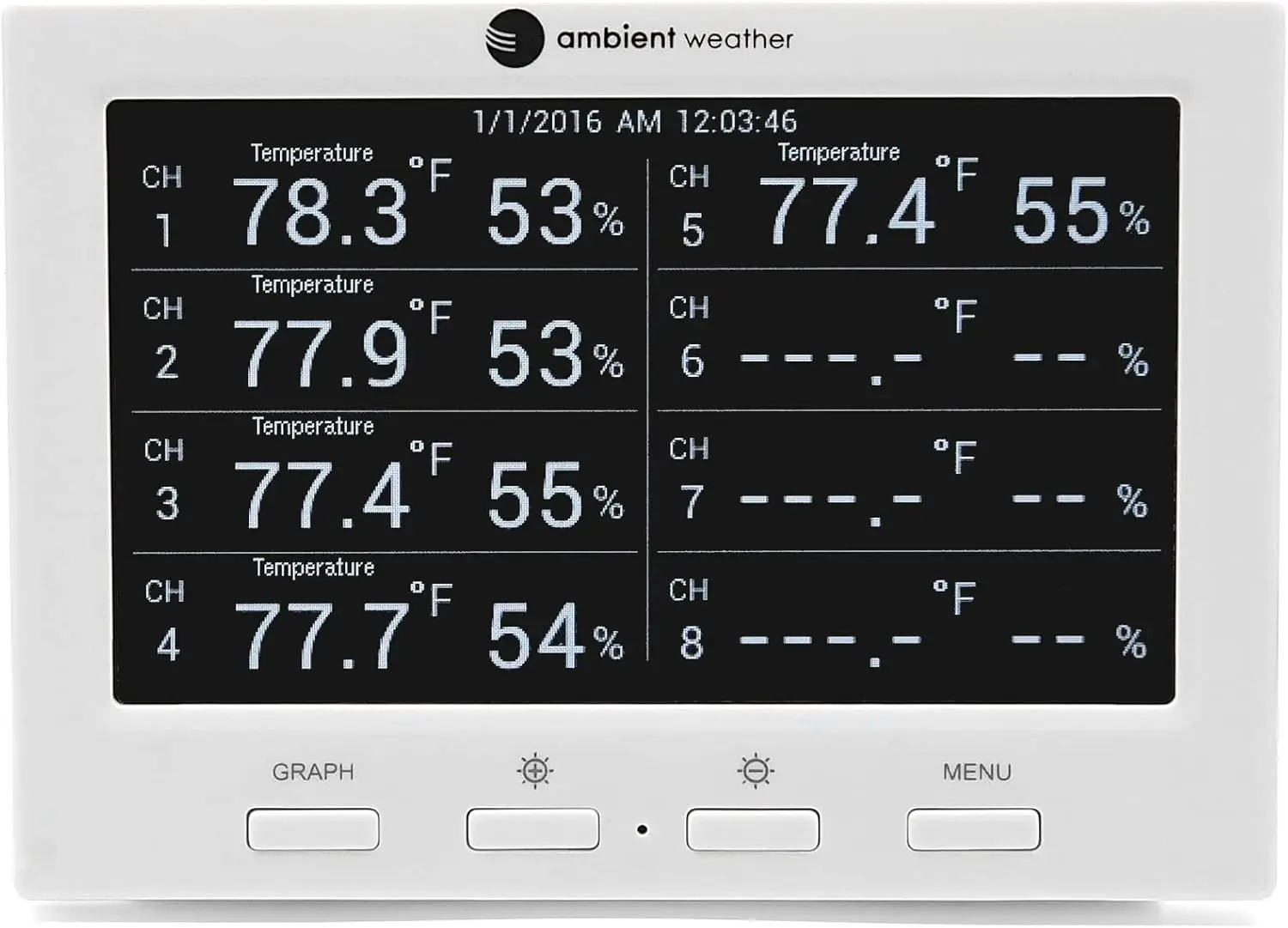 Hygrometer Wireless Monitor w/ 8 Remote Sensors - Logging, Graphing, Alarming