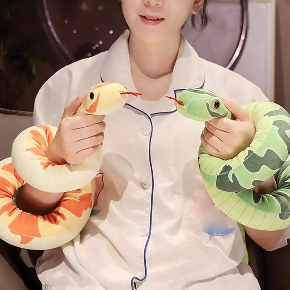 1PCS Giant Snakes Plush Toy Simulation Long Golden Python Stuffed Snake Plushie Children Boys Gift Home Decoration