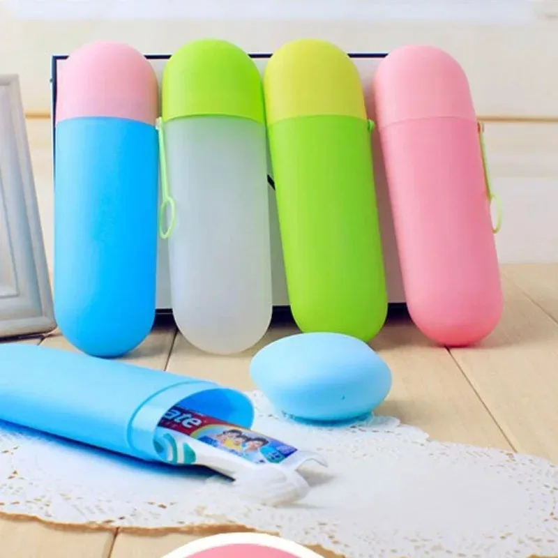 Travel Toothbrush Toothpaste Case Cover Holder Portable Hiking Camping Toothbrush Storage Box Wash Cup Cosmetic Capsule Case