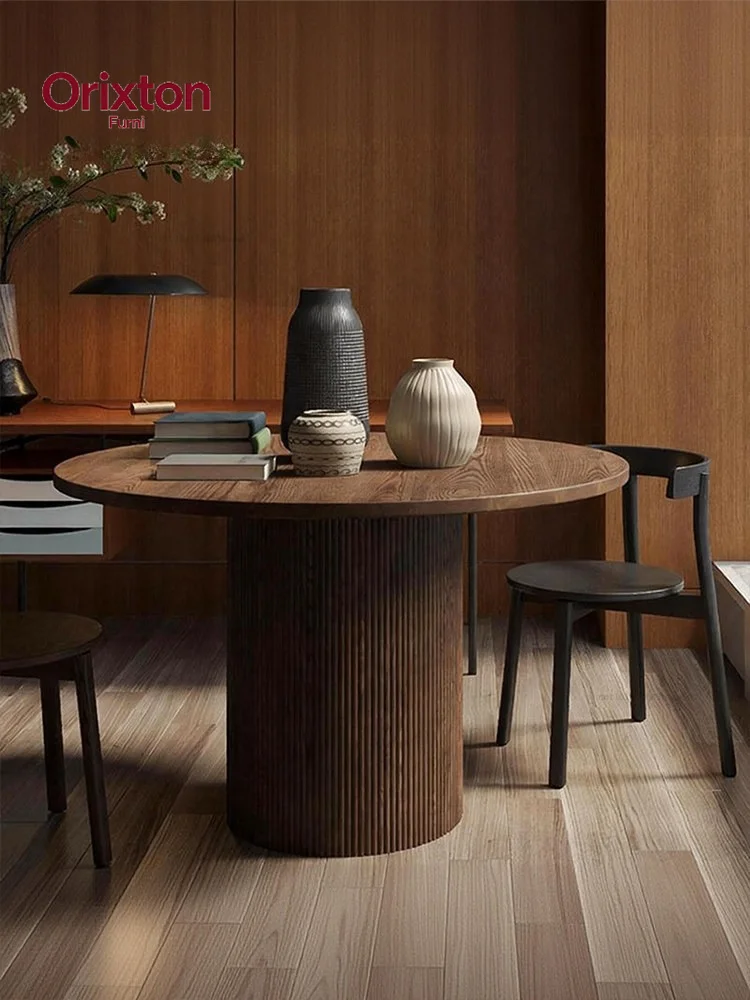 Round dance solid wood table 1.2 meters diameter imported white oak FAS grade pure solid wood dining table French