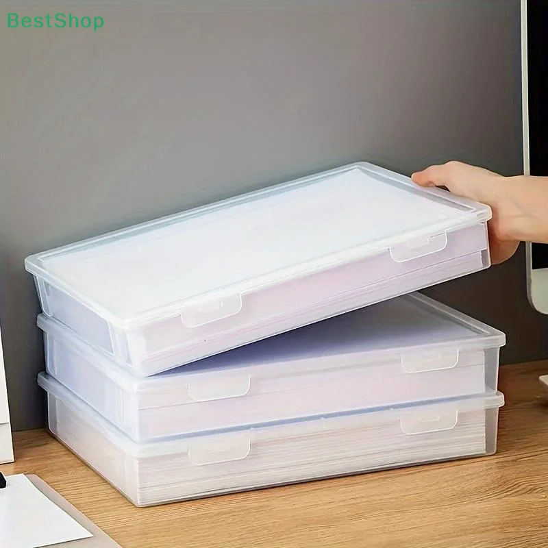 〔★★★〕Transparent A4 File Box Desktop File Storage Organizer With Lids-Document Storage Containers For Office Home