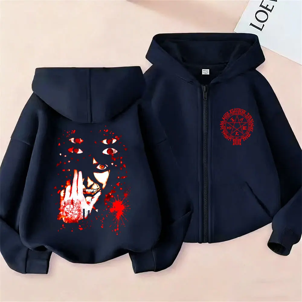 Anime Hellsing Abraham Van Helsing Vampire Alucard Face Graphic Zipper Hoodie Men Women Fashion Manga Oversized Zip Up Hoodies - view 2