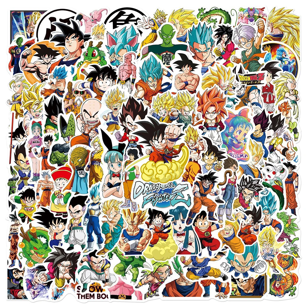 50/100pcs Cool Dragon Ball Anime Stickers Cartoon Decals for Kids Toys DIY Skateboard Laptop Car Phone Fridge Decoration Sticker