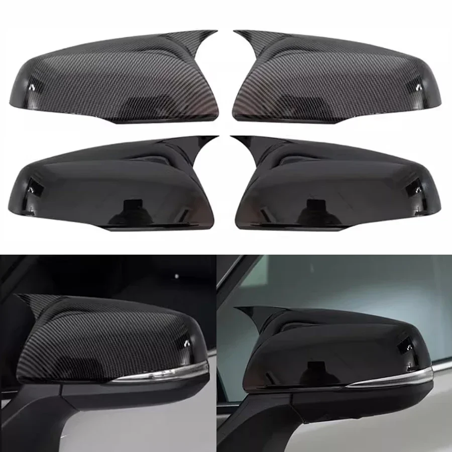 For Toyota RAV4 Wildlander Highlander Paste Rear View Door Wing Mirror Side Mirrors Cover Caps Shell Case Carbon Fiber 1 Pair