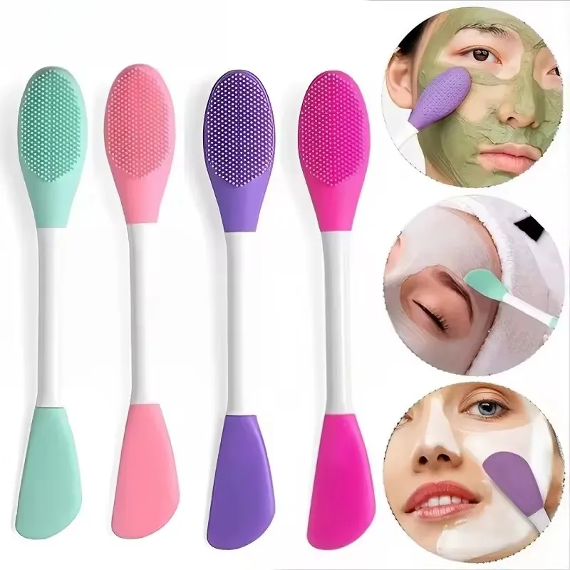 Bear Silicone Double Head Face Mask Brush Facial Exfoliate Blackhead Removal Cleanser Brush Mud Film Facial Brush Skin Care Tool