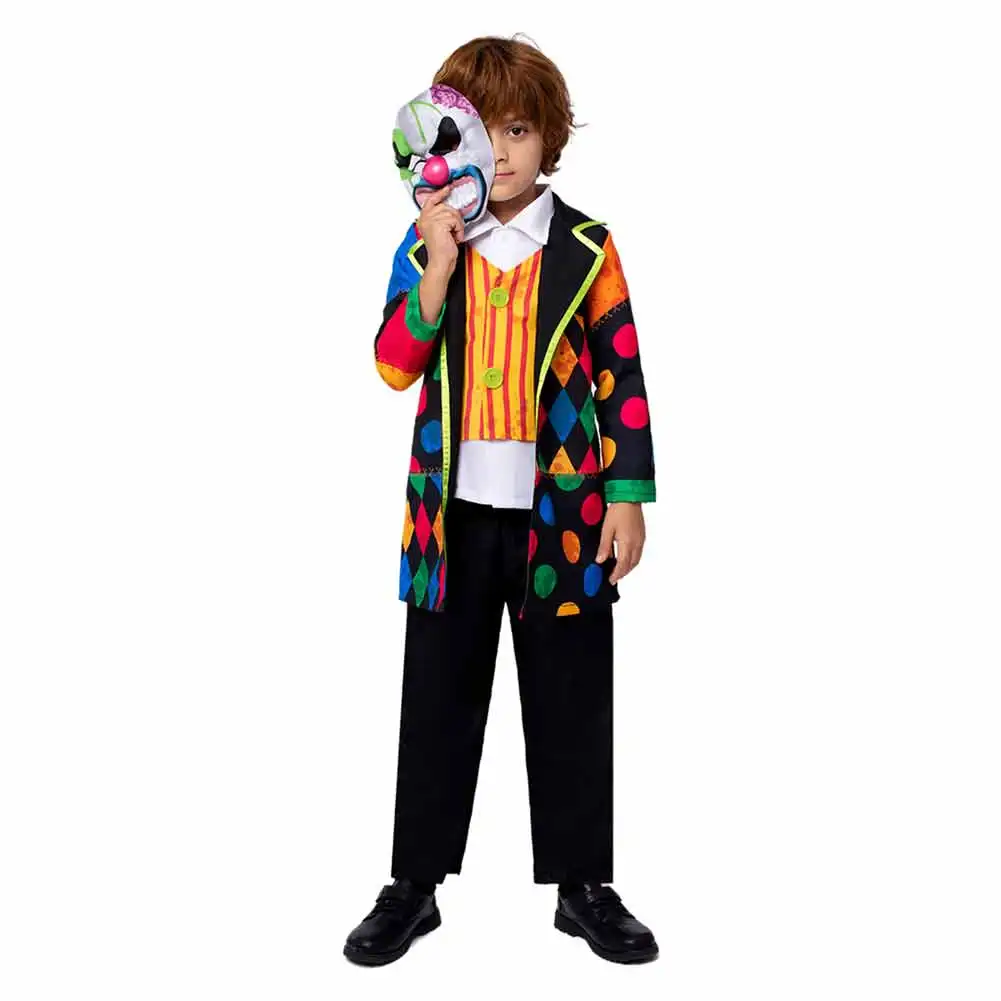 Déguisement de Joker Maléfique pour Enfant, Vêtements Cosplay, Masque, Clown d'Horreur, Costume de Performance sur Scène, Jeu de Rôle, ixde Barrage, Grill