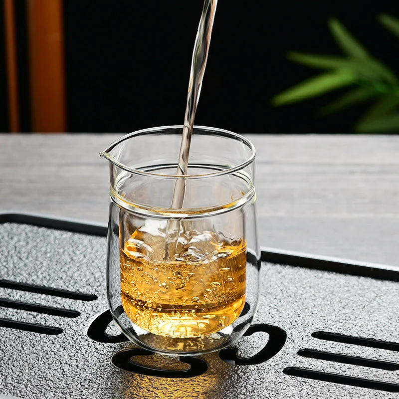 Japanese style Heat resistant Double Wall Glass Fair Cup Tea Dispenser Chahai Kung Fu Tea Set Accessories Coffee Pot Pitcher
