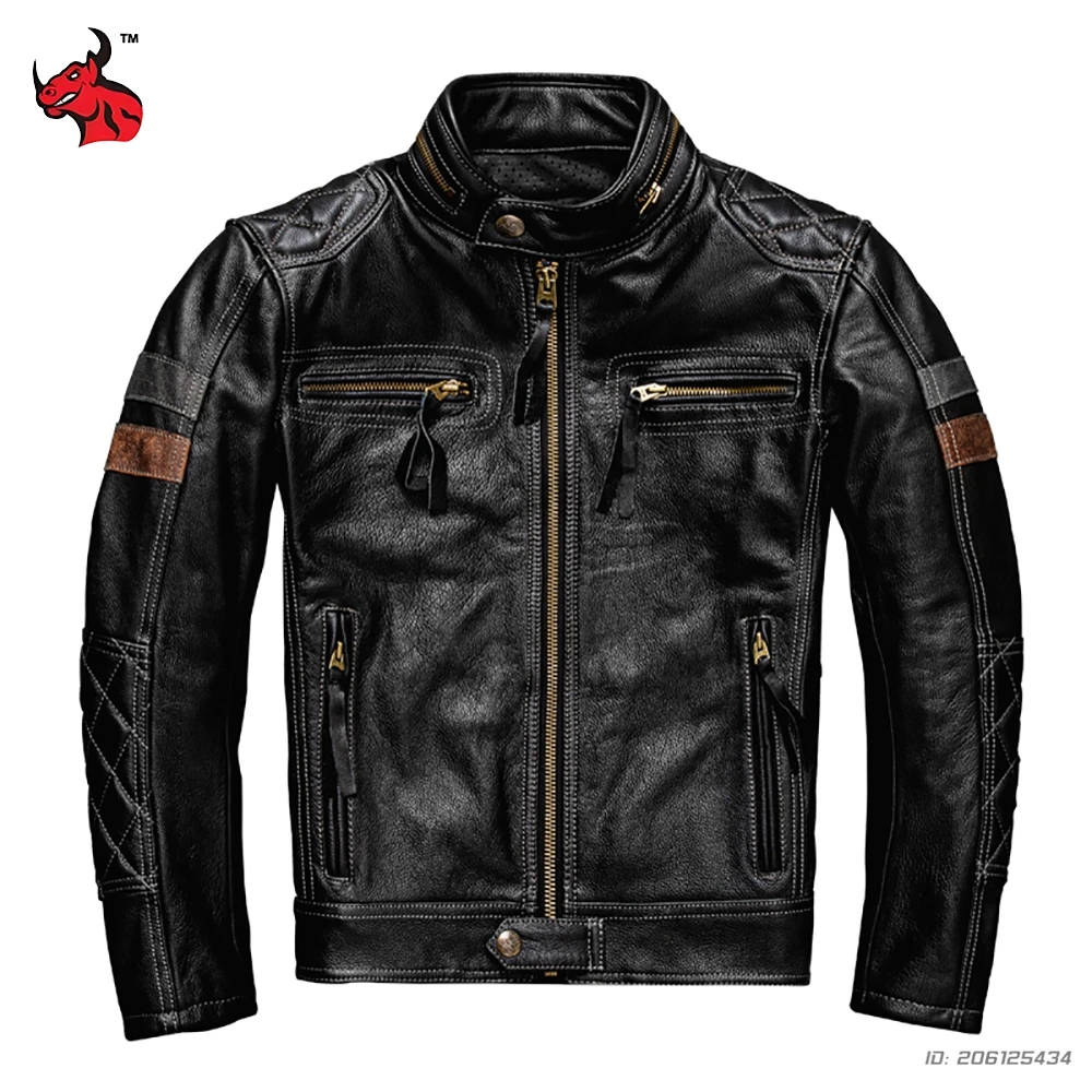 

Зимняя мужская куртка из воловьей кожи, мотоциклетная куртка, ветрозащитная уличная одежда для езды на мотоцикле, винтажная куртка из натуральной телячьей кожи