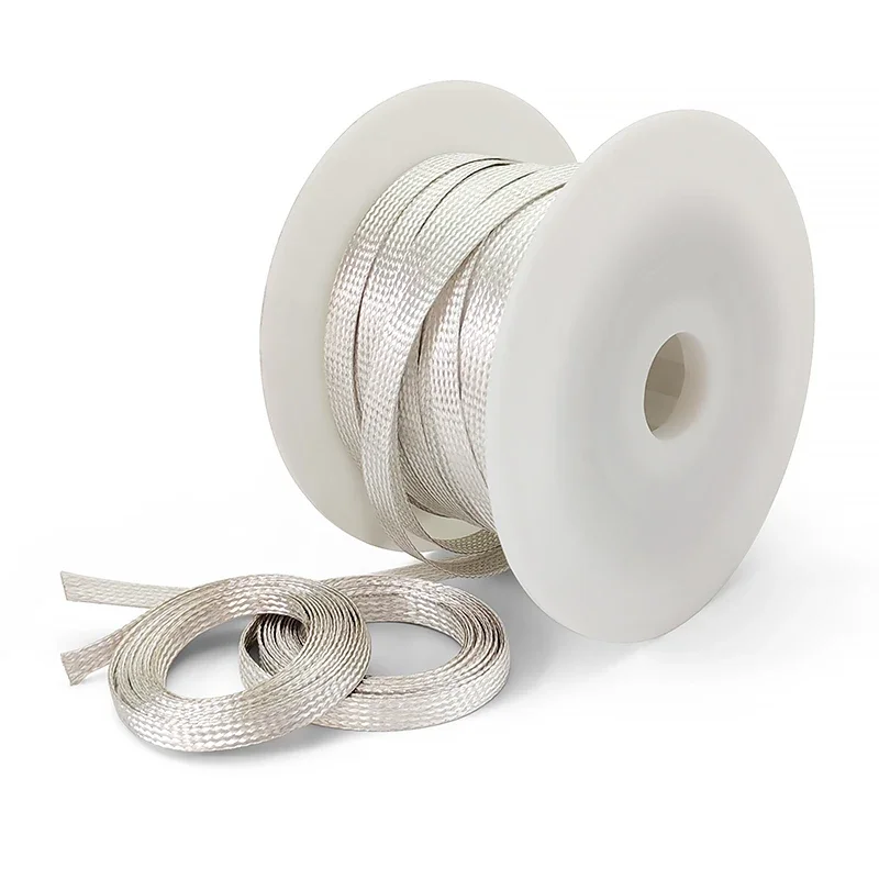 Silver Plated Copper Braided Shield Sleeving 2~25mm Telescopic Net Anti EMI Interference Signal Wire Shield Tube