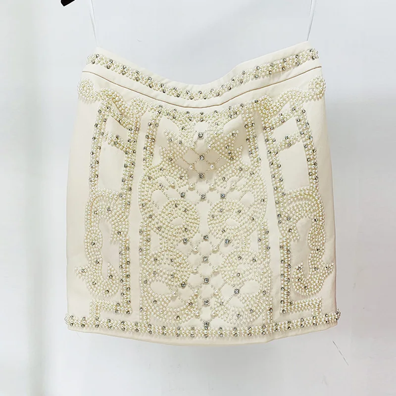 TWOTWINSTYLE, conjuntos de dos piezas adelgazantes lisos para mujer, chaleco sin mangas con cuello redondo, falda de cuentas de retales de cintura alta, ropa femenina