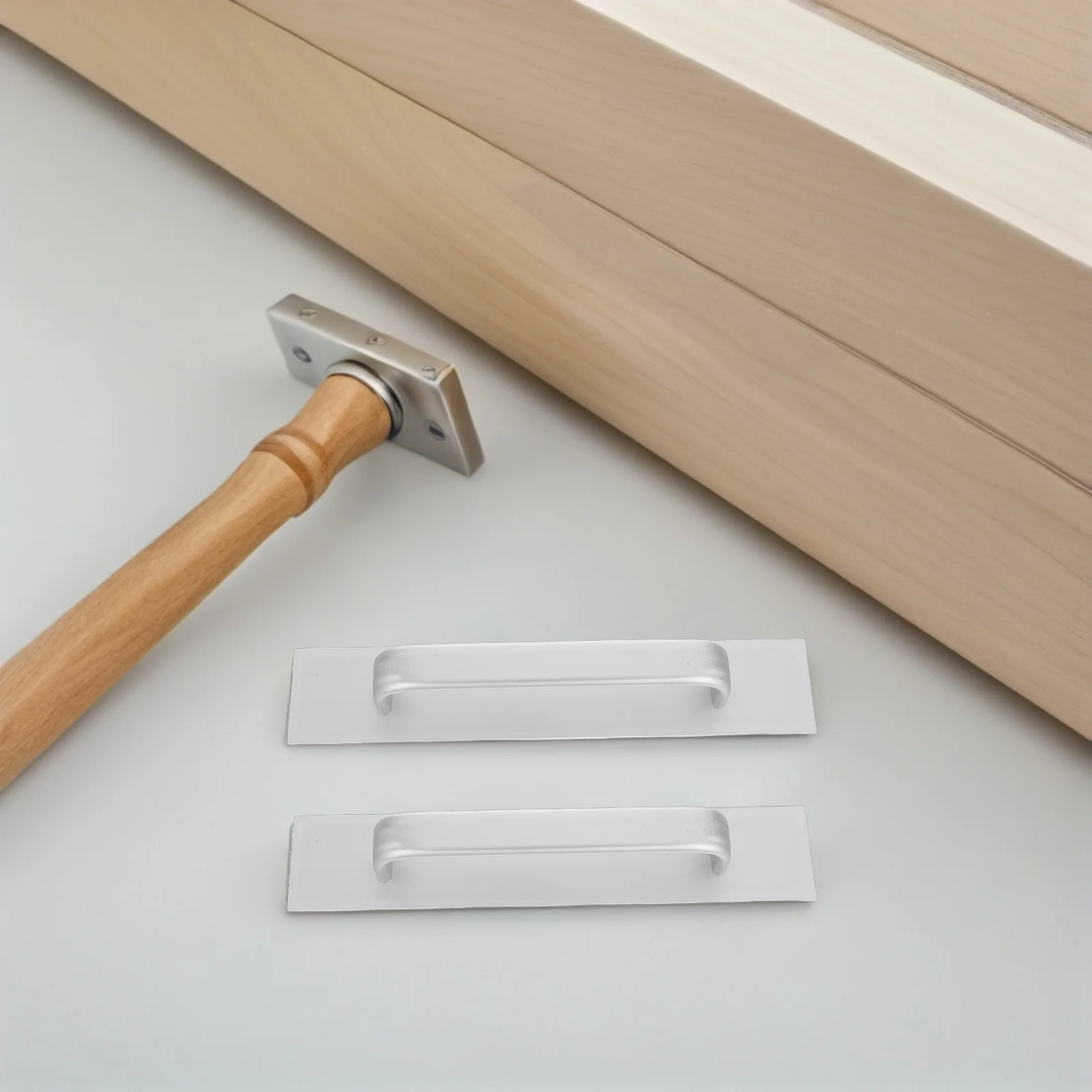 

2Pcs Stick on Cabinet Handles Aluminum Alloy Adhesive Drawer Pulls No Drill for Kitchen Bathroom Sliding Door Use