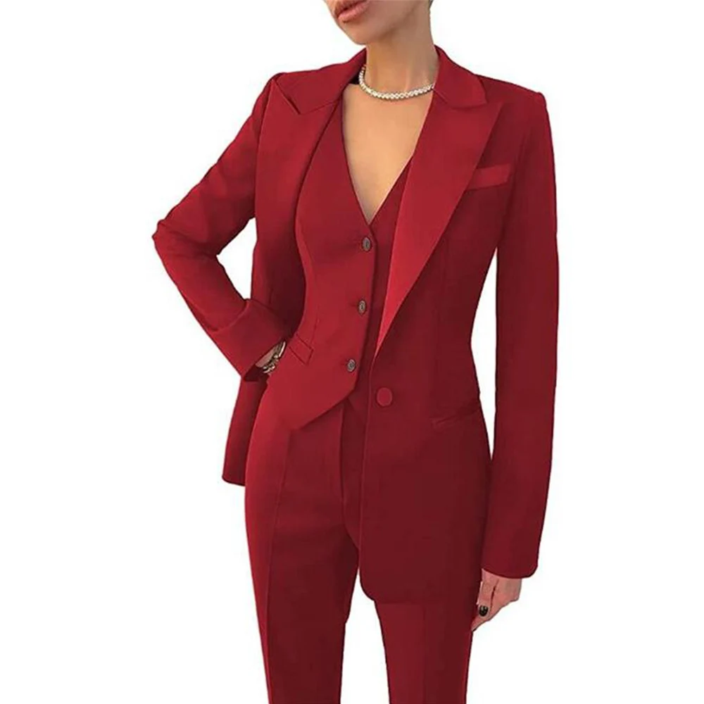 

Tesco 3 PCs Peak Lapel Women Pant Suits OL Women's Summer Suit Women Blazer Suit For Work Office Pants Sets Professional Sets