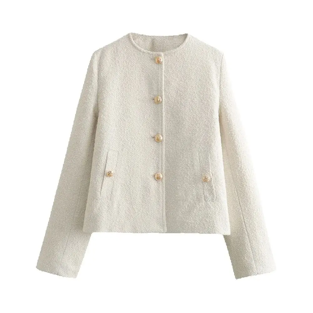 

Женский текстурированный свободный топ с круглым вырезом и длинными рукавами, карманом на пуговицах, осень/зима, новый стиль, стильное пальто