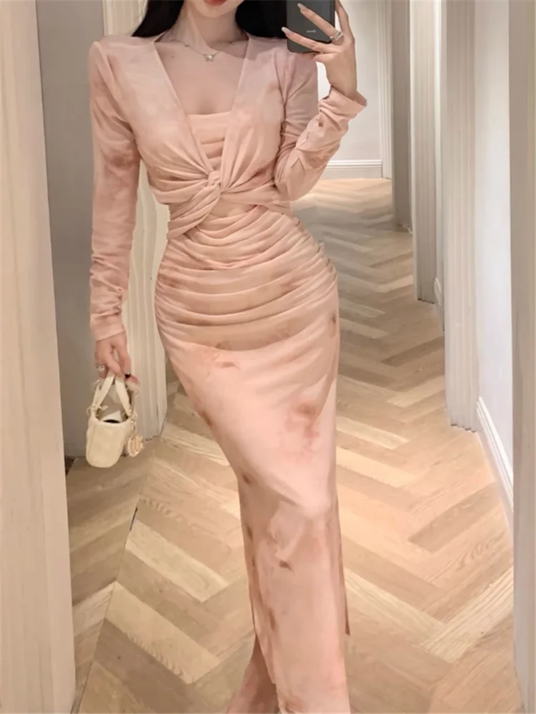 2026 Nuova Primavera Estate Verde Rosa Stampa Vestito da Vacanza 2 Pezzi Abito Lungo Senza Maniche e Camicia da Sole a Maniche Lunghe Chic 2 Pezzi Set di Gonne