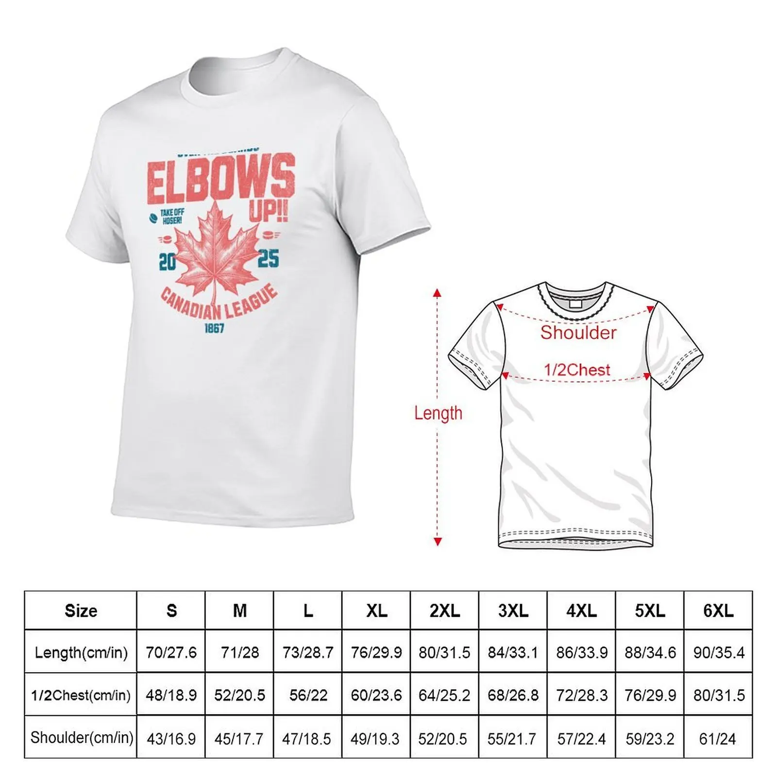 Elbows UP! Over the Boards Canadian League T-Shirt kawaii clothes vintage anime shirt men t shirts high quality