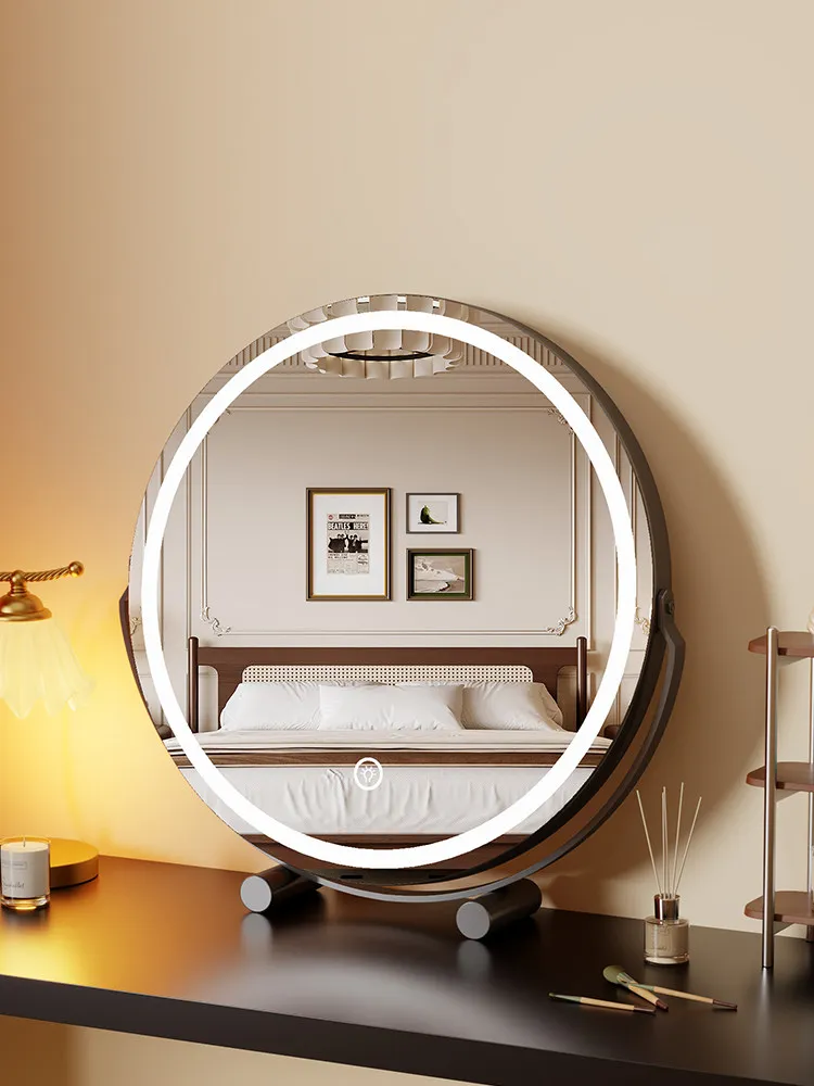 

Настольное зеркало для макияжа высокой четкости, LED-зеркало с подсветкой, умное круглое зеркало для спальни, дома и туалетного столика