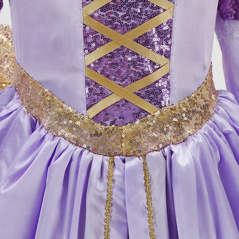 Vestido de Rapunzel para niña, disfraz enredado para fiesta de Halloween, cumpleaños, Navidad