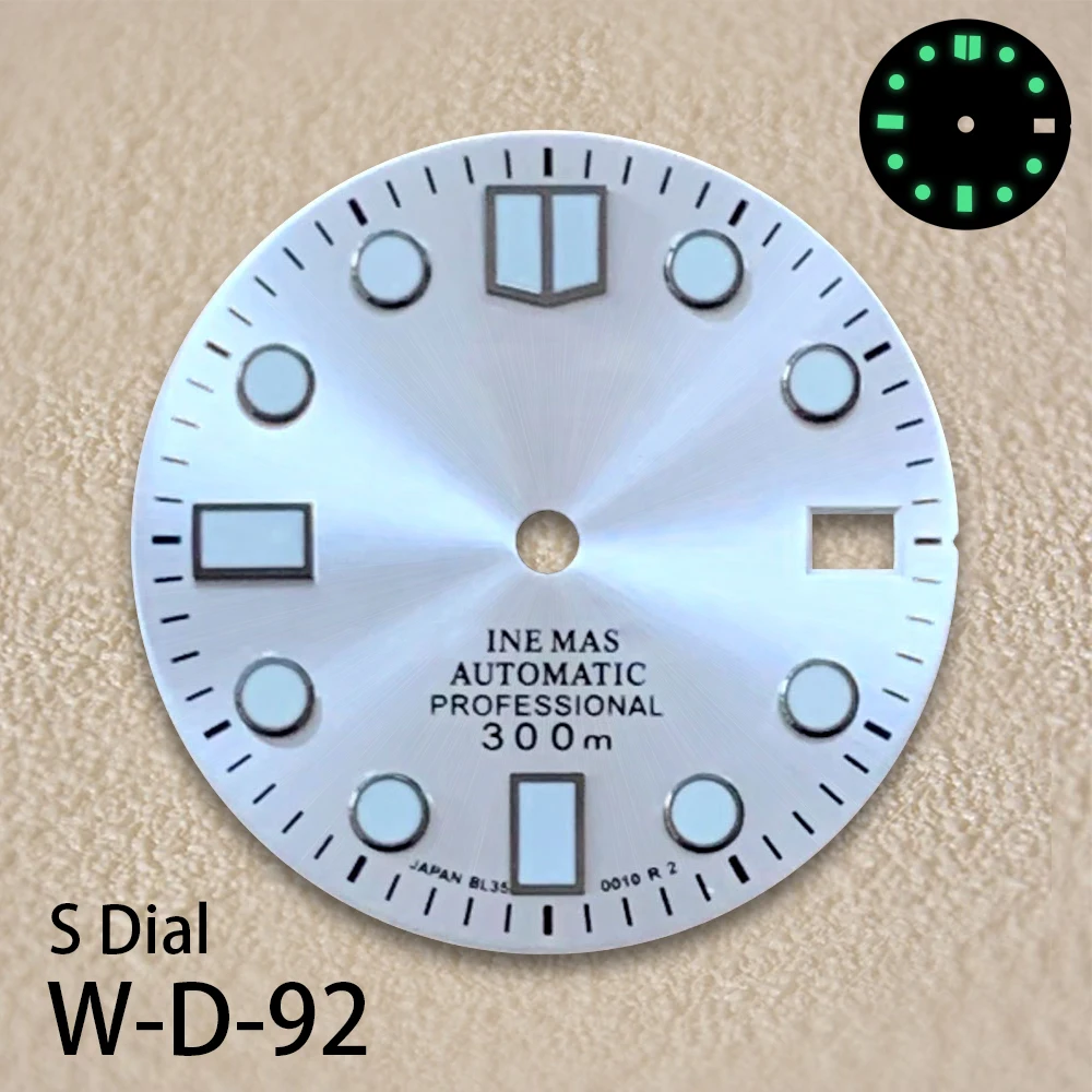28.5mm S Logo Enamel Dial Suitable for NH35 Japanese Movement Green Luminous Sunray High Quality Watches Modified Accessories