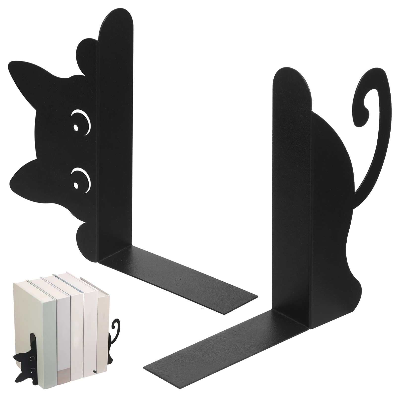 2/4Pcs Cat Bookends Cat Book Ends Heavy Book Stand Shelf Book rack Iron Bookends Stand Organizer Book Home Desktop Decoration