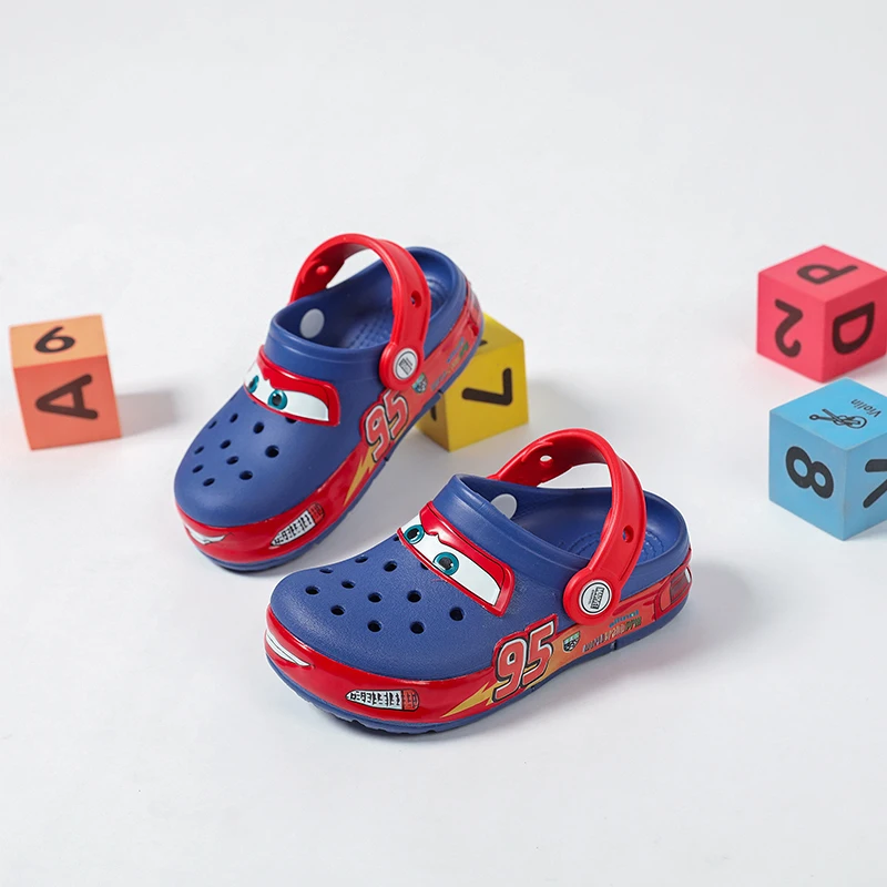 

New Blue Pixar Lightninged Mcqueens Solid Waterproof Slippers Outdoor Sandals Casual Breathable Ankle-Wrap Eva Shoes Kids Gift