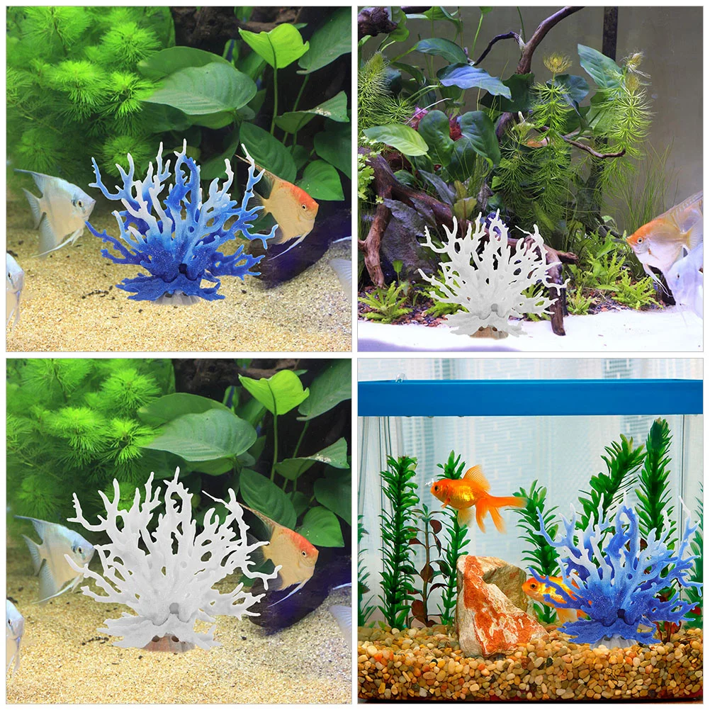 

3pcs Resin Aquarium Coral Decor Fish Tank Ornaments Underwater Reef Plants Desktop Sculpture Lamp Fountain Decoration