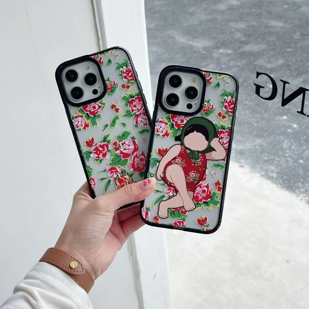 Acrylic Flower Spoof Boy Phone Case Cover for iPhone 11 12 13 14 15 Pro Max Case for iPhone 15 ProMax