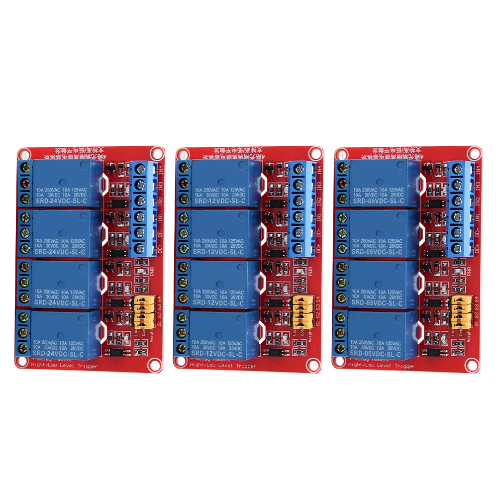 4 Channel Optocoupler Relay Module Board High & Low Trigger 5V/12V/24V Relay Module Board High & Low Trigger Module Relay Module